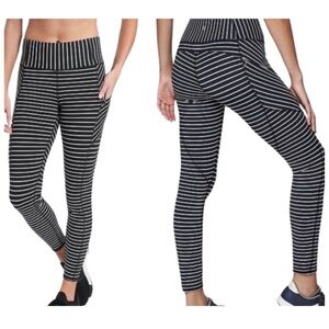 RARE ATHLETA Contender Black & White Striped Tights
